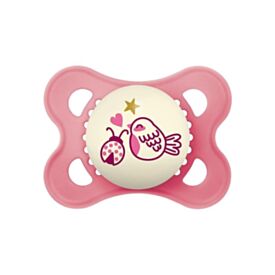 Chupeta com Bico de Silicone Noite Mam 0 a 6 Meses - Rosa