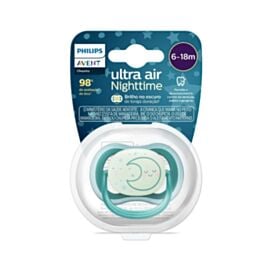 Chupeta Ultra Air Noturna Decorada 6 a 18 Meses Philips Avent - Verde