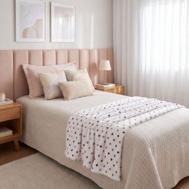 Cobertor Solteiro Lumini Microfibra 3D Havan Casa - Poá Bege