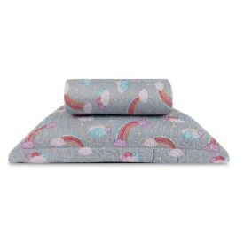 Kit Colcha Solteiro Dupla Face Matelado Havan Kids 2 pçs - Rainbow Cinza