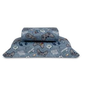 Kit Colcha Solteiro Dupla Face Matelado Havan Kids 2 pçs - New Game Azul