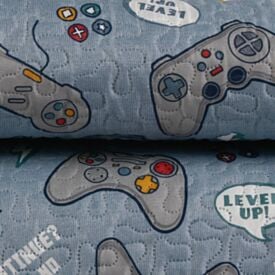 Kit Colcha Solteiro Dupla Face Matelado Havan Kids 2 pçs - New Game Azul