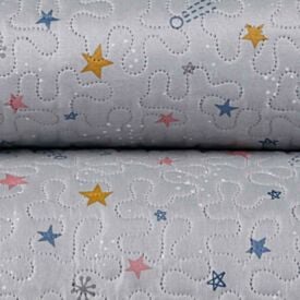 Kit Colcha Solteiro Dupla Face Matelado Havan Kids 2 pçs - Aster Star Cinza