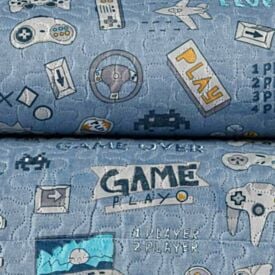Kit Colcha Solteiro Dupla Face Matelado Havan Kids 2 pçs - Gaming Azul