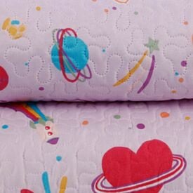 Kit Colcha Solteiro Dupla Face Matelado Havan Kids 2 pçs - Galaxy Girl Rosa