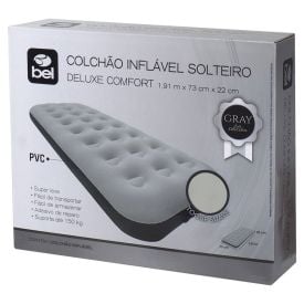 Colchão Inflável Solteiro Deluxe Bel - Cinza