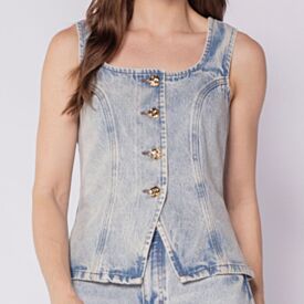 Colete Feminino Jeans Boby Blues Azul Claro