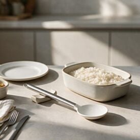 Colher de Arroz Silicone e Cabo em Aço Inox Brinox 33,5 cm - Vanilla