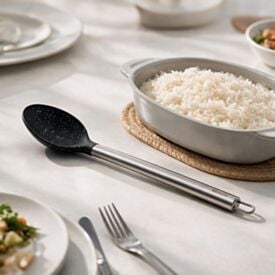 Colher de Arroz Silicone e Cabo Inox 33,5 cm Duo Preto Brinox