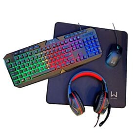 Combo Gamer Warrior 4 em 1 Air Drop Headset 2.0 - Preto