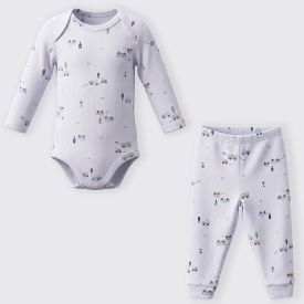 Conjunto Bebê Menino Body Manga Longa e Calça Yoyo Baby Estampado
