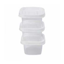 Jogo De Potes Quadrado Clic Plasútil 200 Ml - 3 Peças 