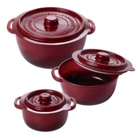 Conjunto Pote Supreme Redondo 3 Peças Plasútil - Vermelho