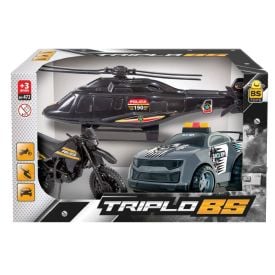 Conjunto Triplo Carro, Moto E Helicoptero Bs Toys  - 472 