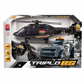 Conjunto Triplo Carro, Moto e Helicóptero Bs Toys - 472