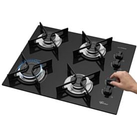 Fogão Cooktop a Gás Fischer 4 Bocas Trempe Iron Preto Bivolt