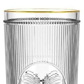 Copo Alto de Vidro Borboleta L' Hermitage 350Ml - Filete Dourado