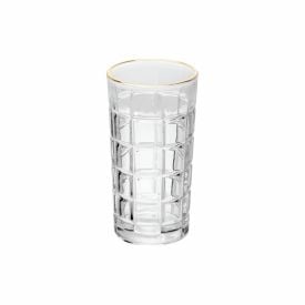 Copo Alto Square Com Filete Dourado 360 Ml - Transparente