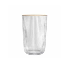 Copo De Vidro Filete Dourado Lines Wolff 430Ml - Transparente