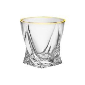 Copo Baixo De Cristal Ice Com Borda Dourada 300Ml Hauskraft - Transparente