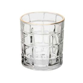 Copo De Whisky Com Filete Dourado Square Lyor - 330ml