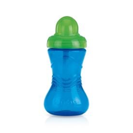 Copo Infantil com Canudo de Silicone 300Ml Nuby - Azul 