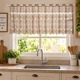 Cortina para Cozinha de Renda 2,00M X 60Cm Havan Casa - Arabesco Taupe