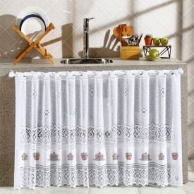 Cortina para Cozinha 2,00Mx80 cm Valência em Renda Havan Casa - Doce Rosa