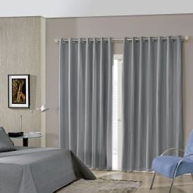 Cortina para Quarto e Sala 3,60X2,50 m Voil Bellini Havan Casa - Cinza Escuro
