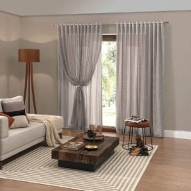 Cortina para Sala e Quarto 3,50M X 2,50 m com Forro Ibiza Havan Casa - Prata