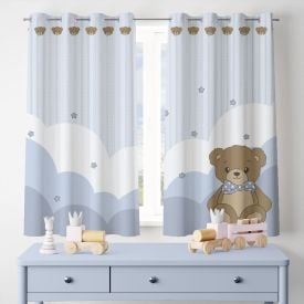 Cortina Infantil para Quarto 2,60X1,70M Havan Baby - Urso Azul