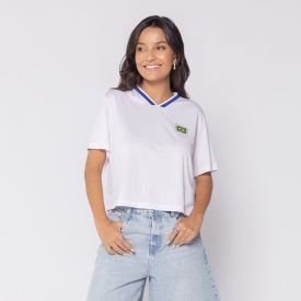 Cropped feminino do Brasil Dry Fit Scream branco