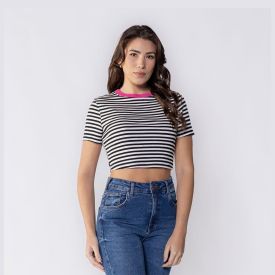 Cropped Feminino Listrado Em Ribana Boby Blues