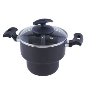 Cuscuzeira Com Tampa Em Vidro Fortaleza 16Cm - Preto