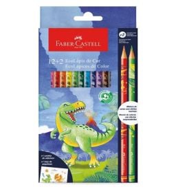 Lápis de Cor 12 Cores e 2 Lápis Misturinha Faber Castell - Dinossauros