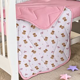 Edredom para Berço Malha 100% Algodão Havan Baby - Urso Rosa