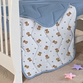 Edredom para Berço Malha 100% Algodão Havan Baby - Urso Azul