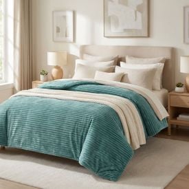 Edredom Queen 100% Poliéster Premier Canelado Havan Casa - Verde Capri