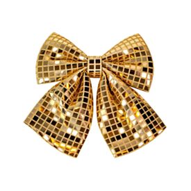 Enfeite Natalino Laço Dourado Espelhado 24Cm Tuut