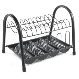 Escorredor Duplo Com Bandeja De Talheres Arthi - Preto