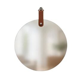 Espelho Slim Redondo 35Cm com Alça Reduna - Caramelo
