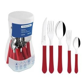 Faqueiro Tramontina Leme Aço Inox 20 Peças - Vermelho