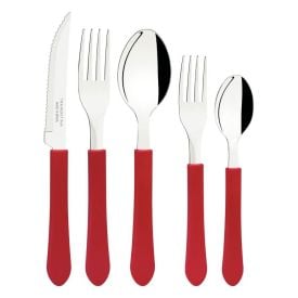 Faqueiro Tramontina Leme Aço Inox 20 Peças - Vermelho