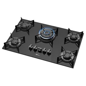 Fogão Cooktop Fischer 5 Bocas Mesa de Vidro Preto