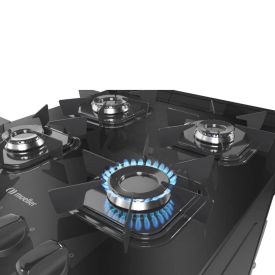 Fogão De Piso 4 Bocas Mueller Mesa De Vidro Preto Mfv5bb - Bivolt