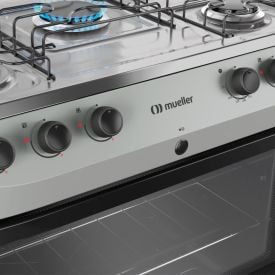 Fogão De Piso Mueller Titânio Com 5 Bocas Mesa Aço Inox Mfi5bb - Bivolt