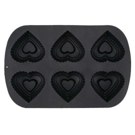 Forma De Silicone Corações Basic Havan Casa  6 Cavidades - Preto