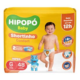 Fraldas Descartáveis Calça Shortinho G Confort Hipopó Baby - 48 unidades