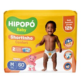 Fraldas Descartáveis Calça Shortinho m Confort Hipopó Baby - 60 unidades