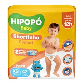 Fraldas Descartáveis Calça Shortinho Xg Confort Hipopó Baby - 42 unidades